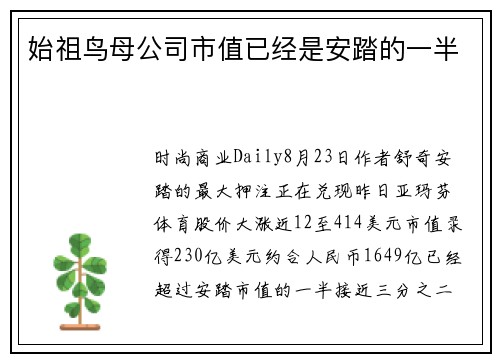 始祖鸟母公司市值已经是安踏的一半